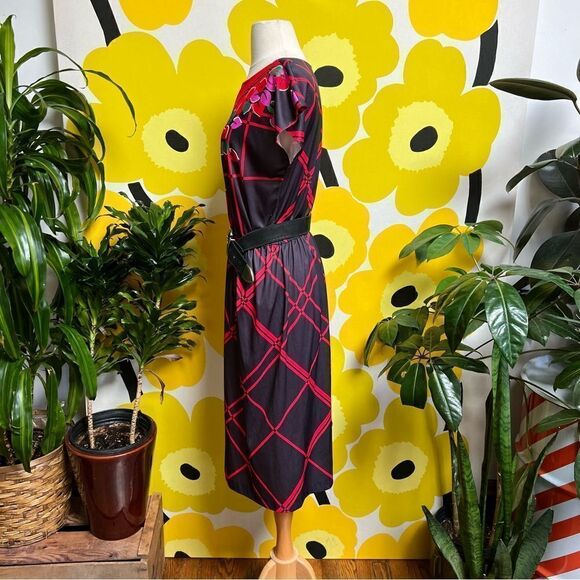 Vivid Vintage 1970s Disco Secretary Style Cinch Waist Midi Dress - Picture 3 of 8